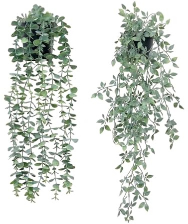 TAOYAOYAO Künstliche Hängepflanzen | 2X Eukalyptus Kunstpflanze Hängend