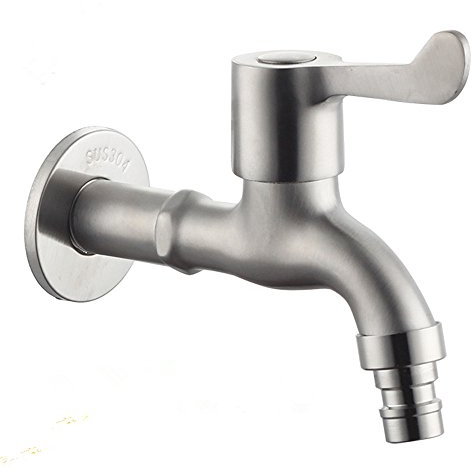 Grifo moderno de acero inoxidable montado en la pared para agua fría para baño, lavabo, bañera, grifos de latón para jardín y patio