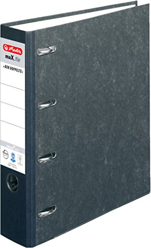 Herlitz Doppelordner maX.File Nature Twin, A4, 7 cm Rückenbreite, 2 x A5 quer, schwarz (13, Pappe)
