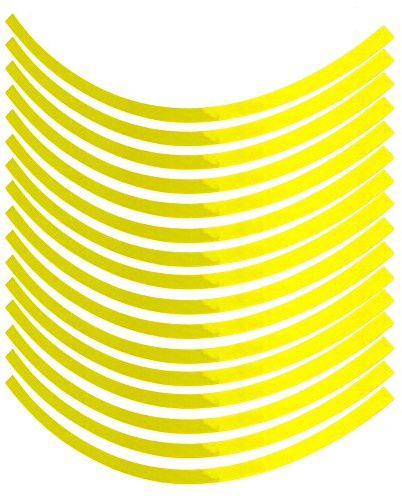 Set hjulklistermärken (16 st) – Duokon hjul reflekterande tejp, universell bil motorcykel hjul reflekterande kritstreck dekal tejp klistermärke dekoration film 6 färger (fluorescerande gul)