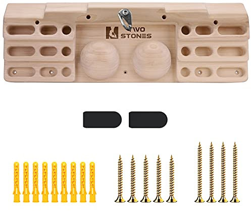 TWO STONES Wooden Hangboard Rock Climbing Pull Up Bar Designed Training for Climbing, Wooden Fingerboard Climbing Training Board for Building Core Strength and Endurance (CJ-HB2003)