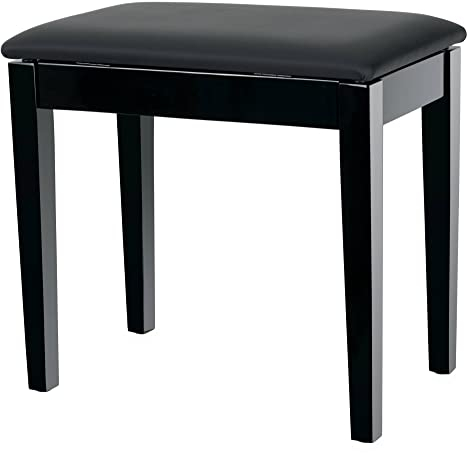 Classic Cantabile Pianobank Modell S - Stabiler Klavierhocker - Schwarze Sitzfläche aus Kunstleder - Ablagefach unter der Sitzfläche - Massive Holzkonstruktion - Schwarz Hochglanz