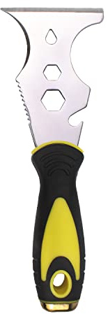 Multi-Painter's Stainless Steel Tool Spealloy Paint Scraper, Taping knife,3 in. Putty knife 15-in-1 Paint Scraper Hammer Head Soft Grip Handle Fixed Multi-Tool for Wood, Wallpaper Grout