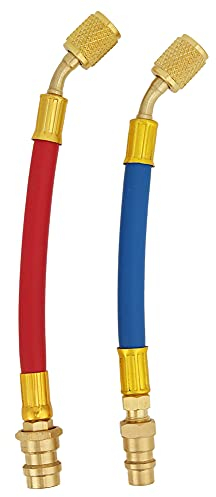 2 Piezas de Manguera de Recarga de Refrigerante de CA, 1/4 SAE Conector de Rosca Hembra Adaptador de Aire Acondicionado Carga de Refrigerante Manguera(R134A to R12)