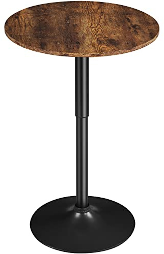 costoffs Adjustable Pub Round Table Counter Height Bistro Table 360° Swivel for Bistro Café Home Bar, Rustic Brown
