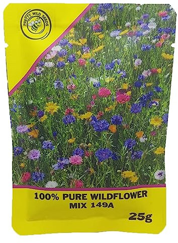Mix 149a 25g Wild Flower Meadow Pouch Certified Seeds Over 25 Species of Flower NO Grass Amazing Value Bulk Wholesale 25m2