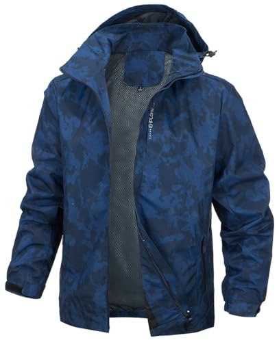 PADOLA Giacca Uomo Giacca Impermeabile Uomo Giacca Primaverile Autunno Giubbotto Uomo Casual Semplice Giacche con Cappuccio(blu,3XL)