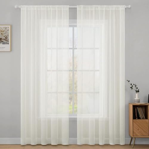 MIULEE Tende Trasparenti Con Passanti Morbidi Finestre per Salotto Eleganti Soggiorno per Camera da Letto e Tende Cameretta Bambini 2 Pannelli 140x290cm Avario