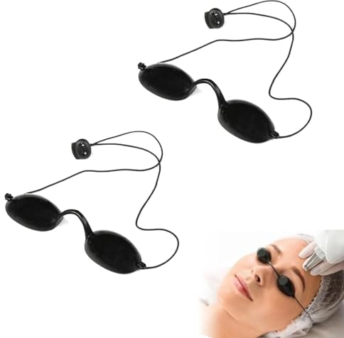 WKRTDY schwarzen Schutzbrillen, 2er Set Solarium-Brille, Bräunungs, Solarium- und UV-Schutzbrillen, UV-Schutz Sonnenbank-Brille für Beauty & Patienten, zuverlässiger Schutz in der Schönheitsklinik