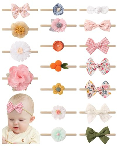 doboi 18PCS Baby Girl Headbands with Bows Baby Flower Hair Bows
