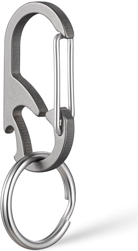 TISUR Titanium Carabiner Keychain Clip, Anti-Lost Key Ring Holder, Heavy Duty Key Chain Bottle Opener for Men Women (Gray(1-Pack))