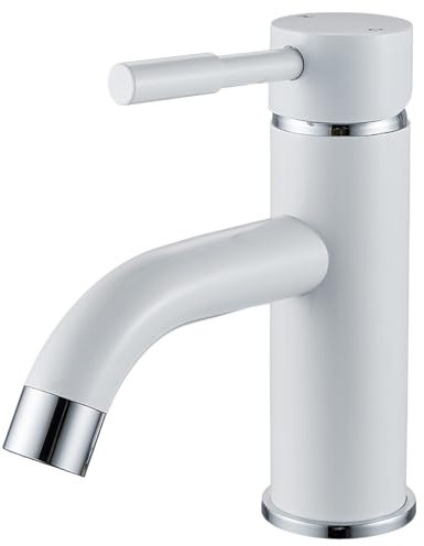 F-DEEN Robinet lavabo salle de bain, mitigeur monocommande pour lavabo dans la salle de bain, robinet pour lavabo blanc