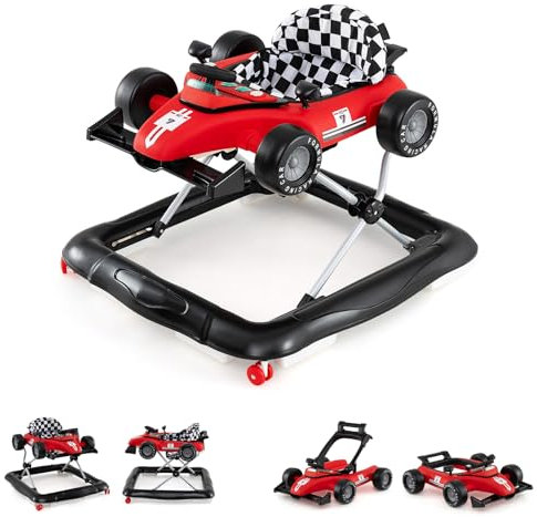 LIFEZEAL 4 in 1 Lauflernhilfe mit 3 einstellbaren Höhen, klappbarer Babywalker mit Universalrädern, Lauflernwagen für Junge/Mädchen 6-18 Monate, 12 kg belastbar