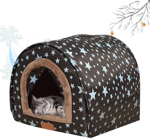 Casa de invierno para mascotas para exteriores, cálida caseta para perros con puerta flexible | Caseta lavable y portátil para las estaciones frías, refugio resistente a la intemperie para animales