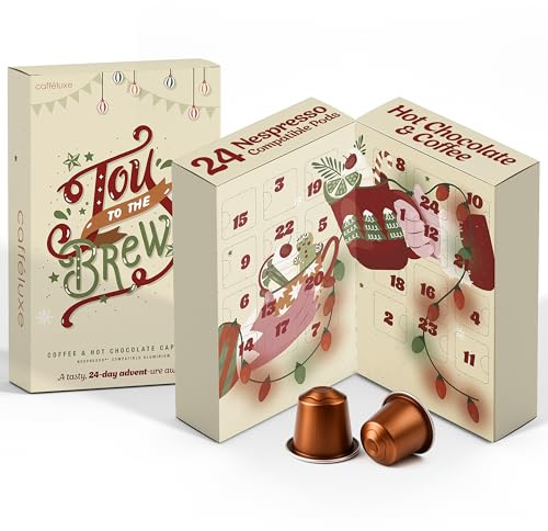 Cafféluxe Calendrier de l'Avent café – Capsule originale aromatisée de Noël (24 capsules)
