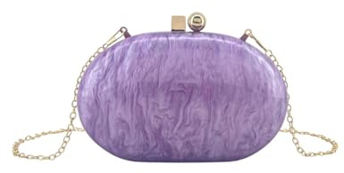 MODELISA - Bolso Clutch De Mano Elegante Ovalada Cadena De Hombro Boda Fiesta Noche Evento Para Mujer (Violeta)