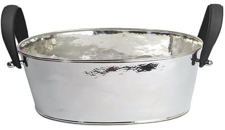 EDZARD Cuenco de champán Gavin (39 x 29 cm, altura 19 cm), niquelado, martillado, cuenco grande, enfriador de champán, enfriador de botellas, enfriador de vino para hasta 5 botellas, enfriador de
