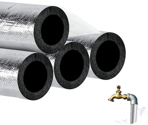 Tubo Isolante Foglio Di Alluminio, Isolante Termico per Tubi Resistente alle intemperie, Impermeabile Ignifugo Tubo a Schiuma, per Tubazioni Esterni del Condizionatore d'Aria(34mm*10mm*90cm)