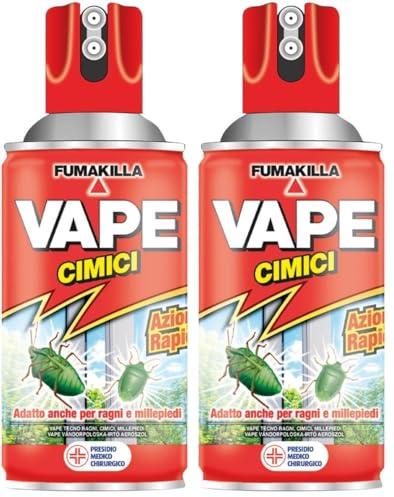 Vape Insetticida, Contro le Cimici e Ragni, Spray ad Azione Rapida, efficace in pochi secondi, 300ml (Confezione da 2)