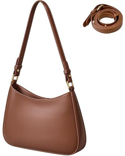GWAWG Leather Bag for Woman,Shoulder Bag Y2K Clutch Purse for Women With 2 Adjustable Strap,Crossbody Bags,Leathers Women's Hobo Bags,Crescent Hobo Handbag,Underarm Purse (brown)