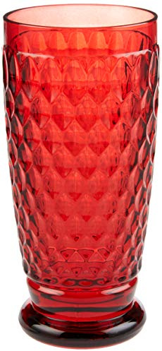 Boston Highball Glasses Set of 4 - Premium Crystal Glass - Red - 13.5 Ounces