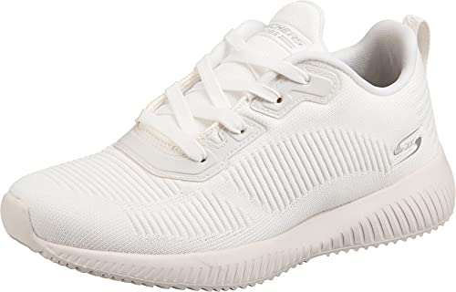 Skechers Women's Bobs Squad Tough Talk Sneakers, White Engineered Knit, 6 UK