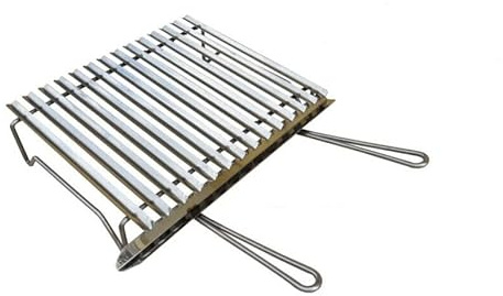 Fonderia Bongiovanni | Graticola per Camino | Graticola per Barbecue | in Acciaio | Griglia Tutta Inox per barbecue con recupero oli | 50x40 cm