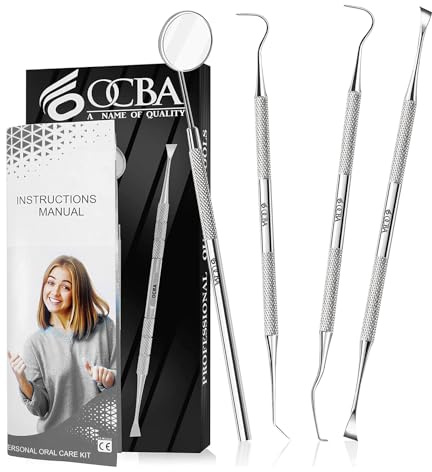 OCBA Double Headed Tarter Scraper Tooth Scaler Stainless Steel Plaque Remover for Dogs & Cats Pet Dental Teeth Cleaning Tool