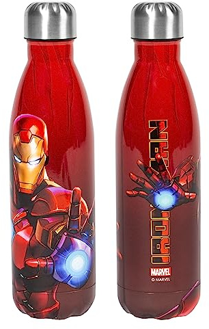 H&H Ironman Termisk babyflaska, dekorerad vattenflaska i rostfritt stål, Lt 0,5, Hermetisk, BPA Free