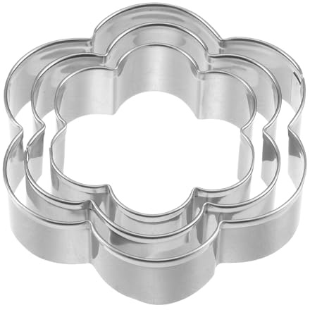 sourcing map 3pcs Cookie Cutters, Flower Shaped Stainless Steel Biscuit Cookie Cutter for Kitchen Baking