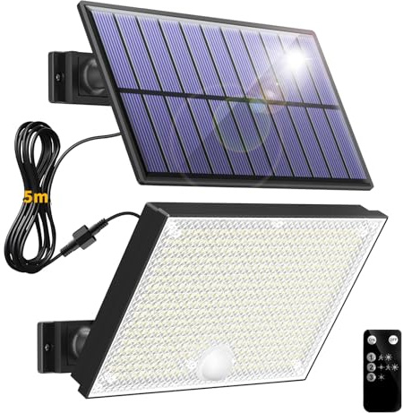 Topabol Faretto Led da Esterno Solare,400LED Luci Solari da Giardino,3 Modalità Luce Solare LED Esterno con Sensore di Movimento, Bianco Freddo Impermeabile Lampada solare da esterno per Illuminare