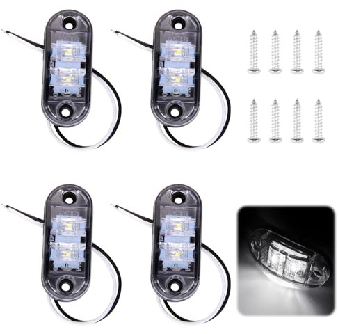 BIVOFU 4 PCS LED Seitenmarkierungsleuchten 12 / 24V Anhänger-Seitenleuchte Licht Weiß, Universelle Positionslichter für Lkw, Anhänger, Van, Wohnwagen, Bus, Boot, Lkw, Auto, Vorder- und Rückleuchten