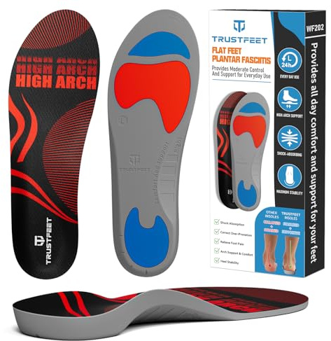 Trustfeet Plantar Fasciitis Insoles for Flat Feet, High Arch Support Orthopedic Insole for Women Men, Shoe Inserts for Overpronation, Heel Pain-M