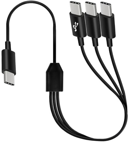 HTGuoji USB C multiladdningskabel, 2-i-1 typ C hane till 2 hane snabbladdningskabel kompatibel med mobila enheter, Android, surfplatta, bärbar dator och USB typ C-enheter (1 meter) (3 USB C)