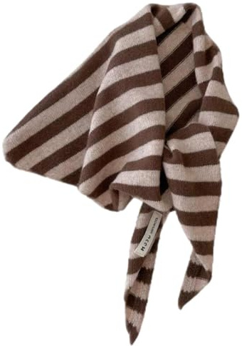 Wool Knitted Triangular Scarf ,Warm Shawl New Triangle Knit Scarves Winter,Stripe Knitted Triangle Scarf for Women,Aesthetic Headscarf Shawl Cozy Neck Warmer Versatile Head Wrap Winter Accessories