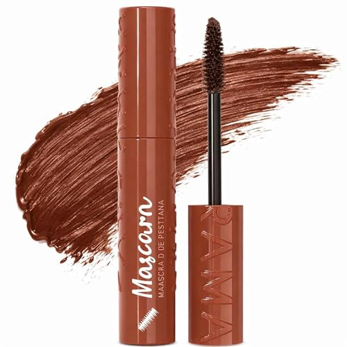 Soft Brown Volumising Mascara with Precision Brush - Lengthening Clump-Free Waterproof Formula for Natural Daily Looks and Contact Lens Wearers, Buildable Creamy Texture for Defined Lashes &