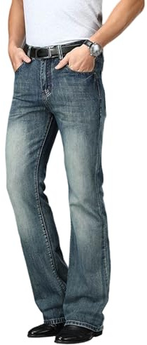 Pantalones de mezclilla vintage acampanados para hombre, trajes de los años 60 y 70, pantalones de discoteca, acampanados, estilo retro, a la moda