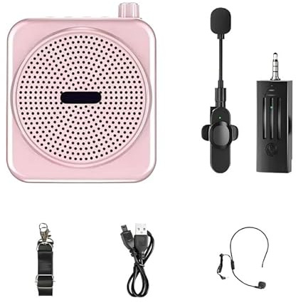 Röstförstärkare, Bärbar megafon-röstförstärkarhorn med trådad mikrofonhörlur for lärare(Pink)