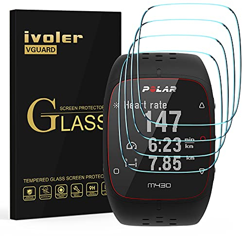 ivoler [4 Piezas] Protector de Pantalla para Polar M400 / M430, Cristal Vidrio Templado Premium