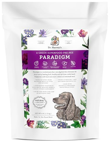 Dr. Harvey's Paradigm Green Superfood Dog Food, Human Grade Dehydrated Grain Free Base Mix for Dogs, Diabetic Low Carb Ketogenic Diet (6 Pounds)