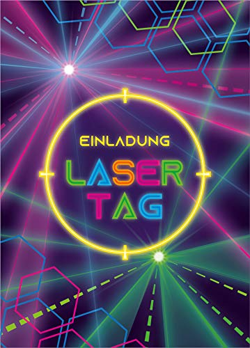 Junaversum 8 Einladungskarten zum Geburtstag Kindergeburtstag Lasertag Party Mädchen Jungen Erwachsene/Laser Tag