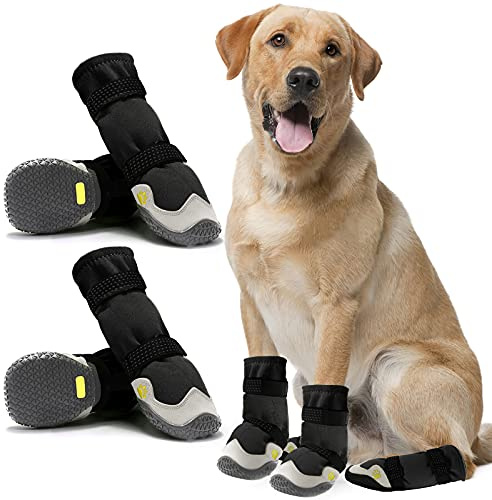 Zapatos Perro, Tubo Largo térmico Zapatos Impermeables para Perros, Protector de Pata de Perro con Suela de Goma de Microfibra Transpirable (Negro, Tamaño 2: 3,8-4,2 cm)