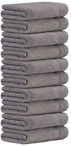 Luckytowel 10er Set Handtücher 50x100 cm 100% Baumwolle, 600g/m² Oeko-Tex Handtuch-Set 10er Pack Grau