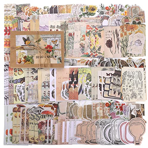 200 Stück Scrapbooking Sticker Set, 120 Blumen Pflanzen Bastelpapier 80 Washi Aufkleber Scrapbook Zubehör Deko Aesthetic Vintage für Weihnachten Journaling Fotoalbum Sammelalbum Kalender Notizbuch
