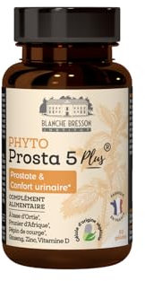 BLANCHE BRESSON - Phyto Prosta 5 Plus - Prostate & Confort Urinaire Homme - Actifs Naturels - Ortie, Prunier d'Afrique, Pépins de Courge, Ginseng - 60 Gélules - Cure de 30 jours - Fabriqué en France