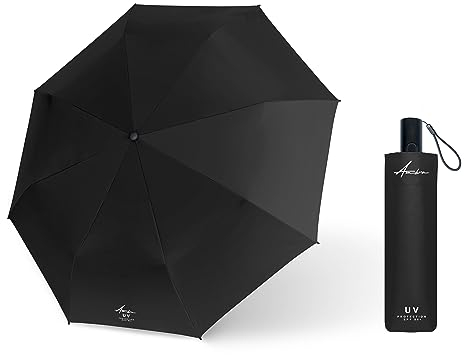 AMBRA Sturmfester Automatik Reise-Regenschirm mit UV-Schutz