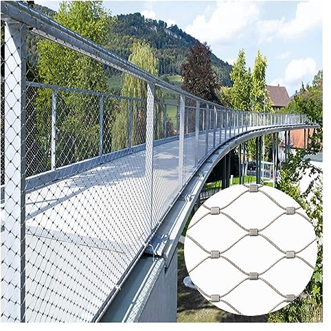 DTVEW 304 Edelstahl-Seilnetz, Multifunktionales Metallgeflecht 1,5mm Drahtdurchmesser, Absturzsicherungsnetz In Großer Höhe, für Football Field Garden(1x10m/3.3x32.8ft)