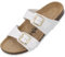 Palado Pantoletten Damen Samos - elegante Sandalen Made in Spain - bequeme Hausschuhe mit dämpfendem Kork-Fußbett - modische Sommerschuhe Lack Weiß/Gold UK7 - EU40