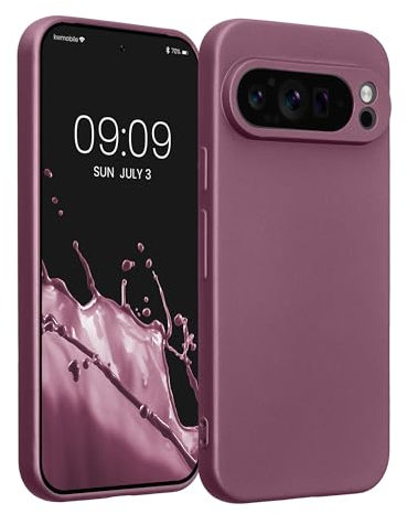 kwmobile Case Compatible with Google Pixel 9 Pro Case - Soft TPU Back Phone Cover - with Metallic Look - Metallic Lavender