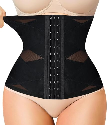Gotoly Waist Trainer Corset for Women Tummy Control Body Shaper Waist Cincher Girdle Postpartum Belly Band (Black, L)